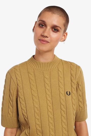 Fred Perry Lyhyt Sleeve Cable Knit Jumper Naisten Neuleet Harmaat | FI 1124PJJQ